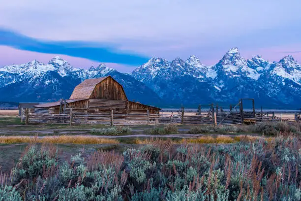 Photo of The Iconic John Moulton Barn at Sunrise in Wyoming