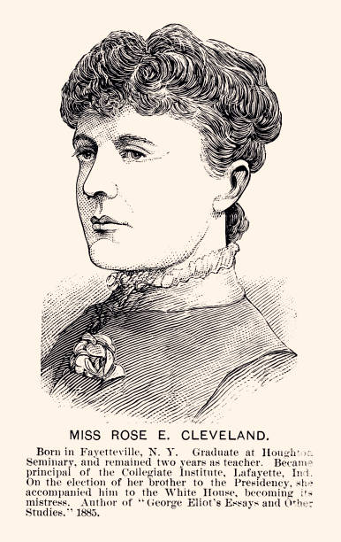 ROSE CLEVELAND (XXXL) Portrait of Rose Cleveland (1846-1918).
Rose Elizabeth ”Libby” Cleveland was acting First Lady of the United States from 1885 to 1886, during the first of her brother, President Grover Cleveland's two administrations. grover cleveland stock illustrations