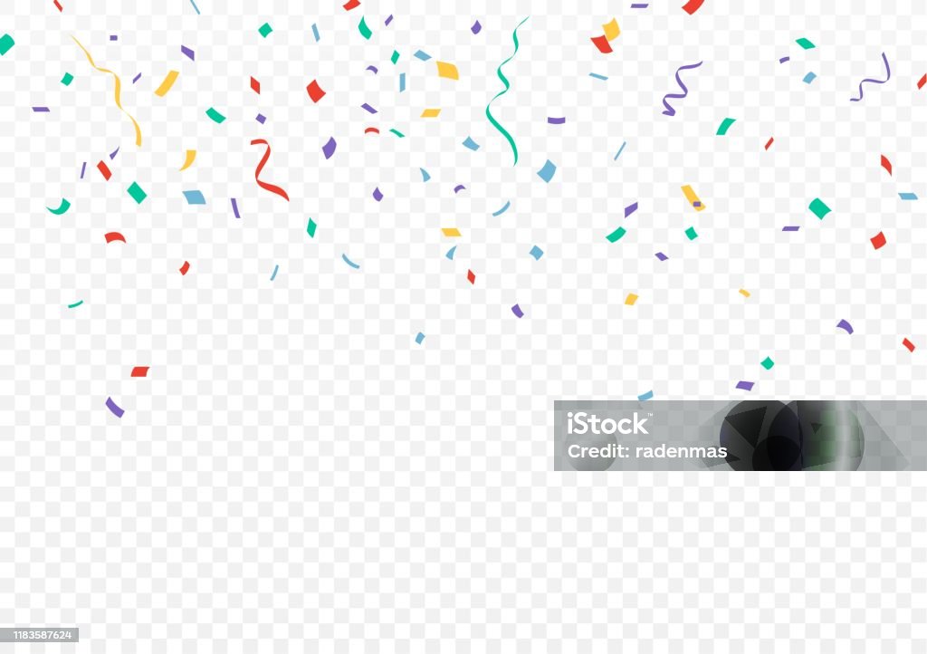 Les célébrations colorées de confettis ont conception d'isolement sur le fond transparent - clipart vectoriel de Confetti libre de droits