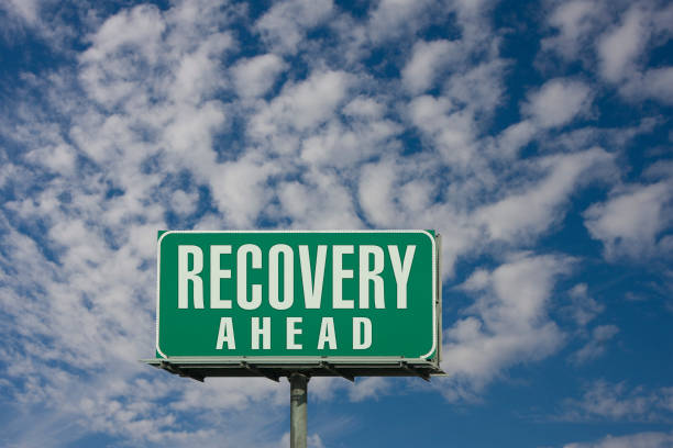 recovery ahead sign - drug awareness imagens e fotografias de stock