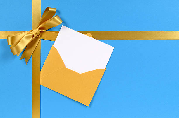 istock Blue and gold gift with blank greetings card 118359272