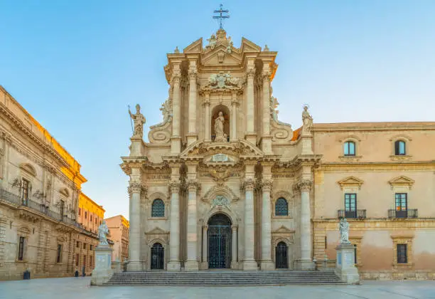 Cathedral of Syracuse which is situated in its oldest part in the central square of Ortygia island in Sicily, south Italy