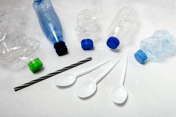 istock Plastic bottles to recycle. Knolling concept 1183595847
