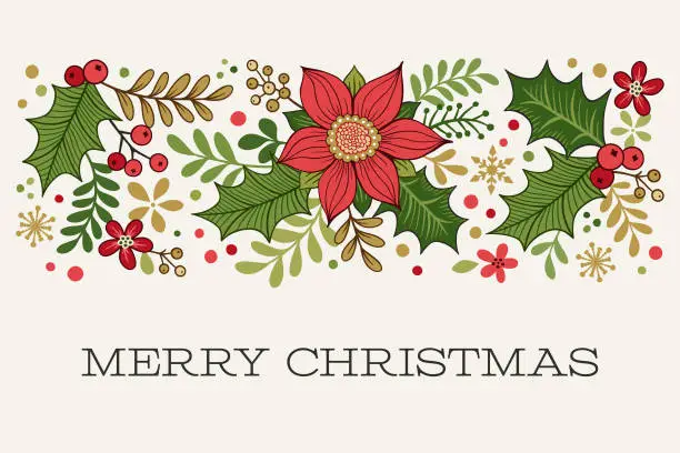 Vector illustration of Christmas Border with Greeting