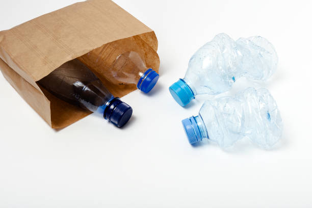 istock Plastic bottles to recycle. Knolling concept 1183596093