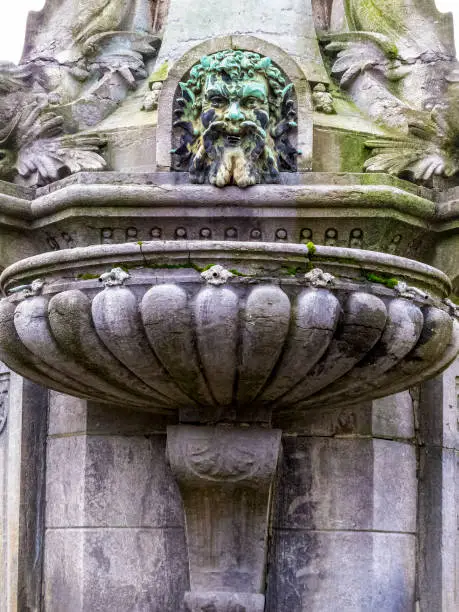 Fontaine David or David Fountain from 1883 in Verviers, Province of Liege, Belgium, detail