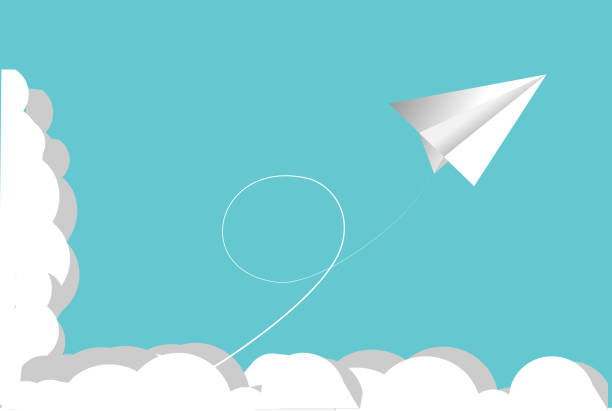 istock Paper plane on blue sky and cloud background. 1183598992