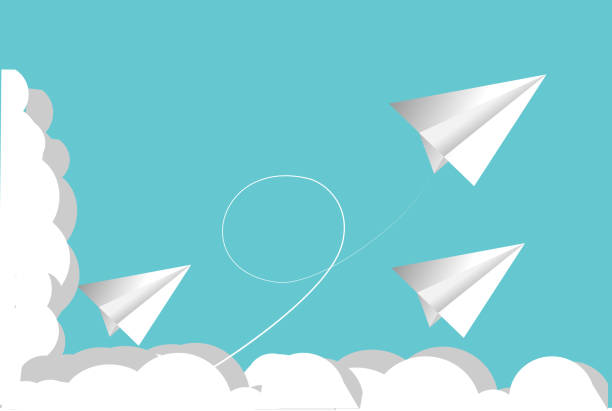 istock Paper plane on blue sky and cloud background. 1183599001