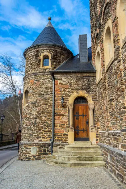 Parish Church of the Saints Cosmas and Damian at Clervaux, Luxembourg, exterior partial view