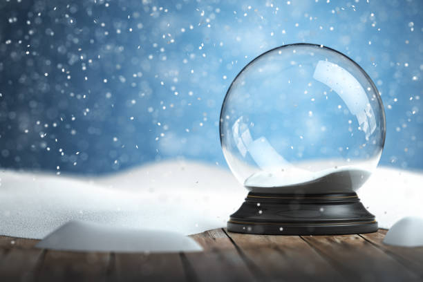 empty snow globe christmas background - xmas toys snowflake imagens e fotografias de stock