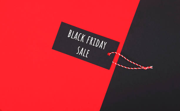 istock Black friday sale. Dark label on red. 1183601433