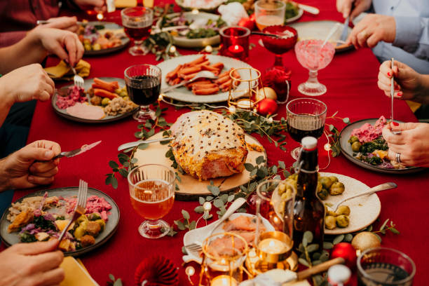 christmas food smörgåsbord - swedish christmas bildbanksfoton och bilder