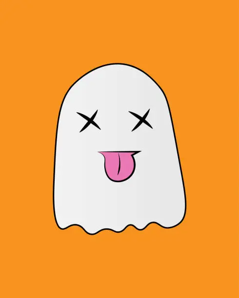 Vector illustration of 2019 Halloween cute ghost