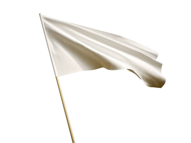 istock Waving white flag on white background 3D illustration 1183613781