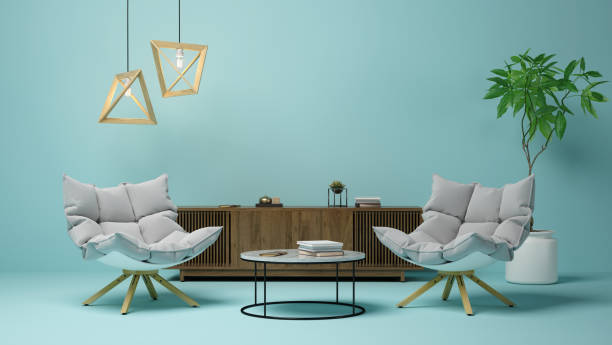 istock Interior of modern living room 3D rendering 1183613841