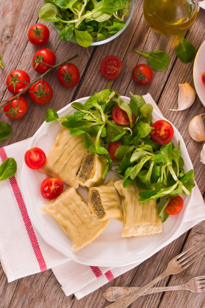 Maultaschen - swabian filled pasta ( ravioli ).