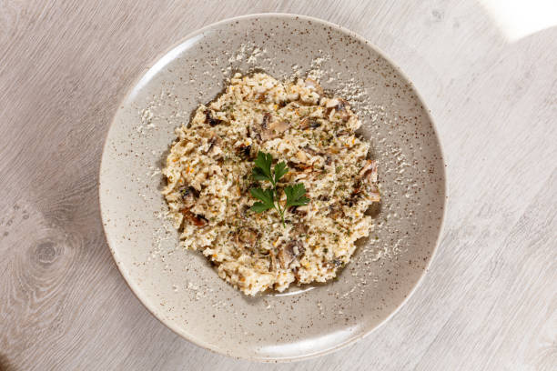 istock Mushroom risotto served in a plate 1183615588