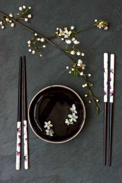 istock Cherry tree flowers composition   in  oriental  style 1183615652