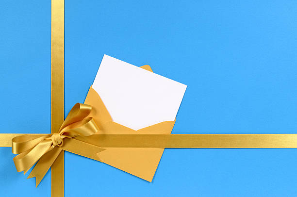 istock Blue and gold gift with blank greetings card 118361886
