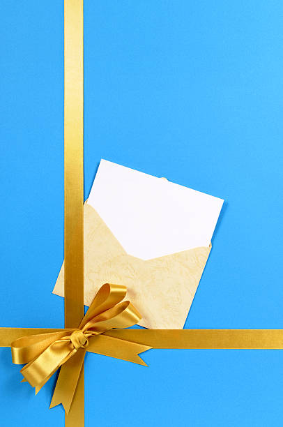 istock Blue and gold gift with blank greetings card 118361895