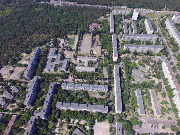 istock Soviet time (1970-th)residential area of Kiev at summer time (drone image). 1183632005