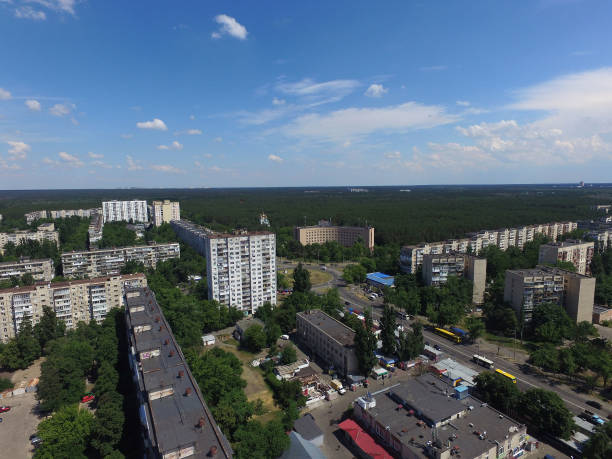 istock Soviet time (1970-th)residential area of Kiev at summer time (drone image). 1183632092