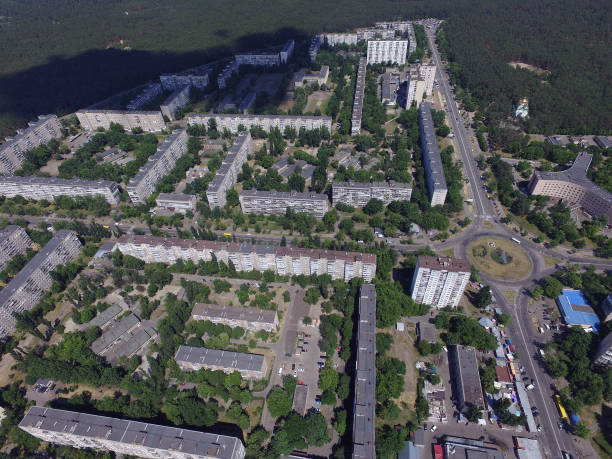 istock Soviet time (1970-th)residential area of Kiev at summer time (drone image). 1183632132