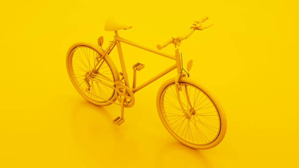 istock Yellow Bicycle. Minimal idea concept. 3d illustration 1183634864
