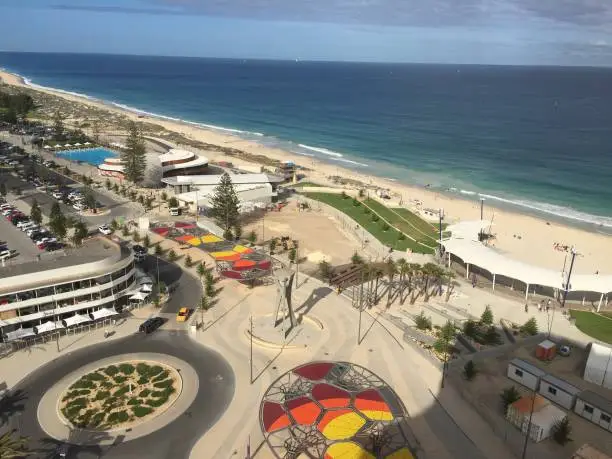 Aerial view of Scarborough Beach in Perth