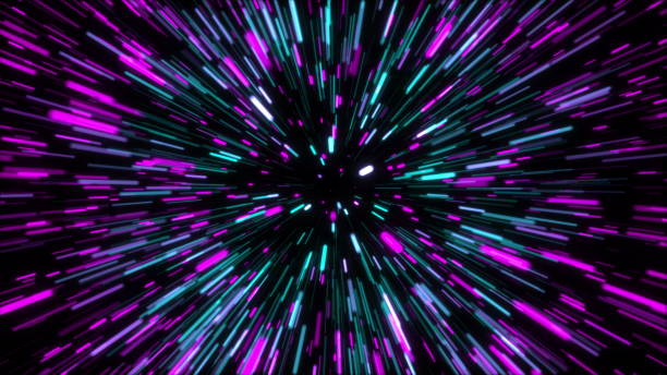 istock 3d rendering hyper jump into another galaxy. Speed of light, neon glowing rays in motion. Computer generated abstract modern cosmic background 1183644226