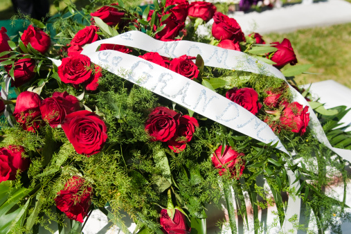 ANZAC Floral Wreath on Rememberance Day, usually shaped like a teardrop, called a 'chaplet