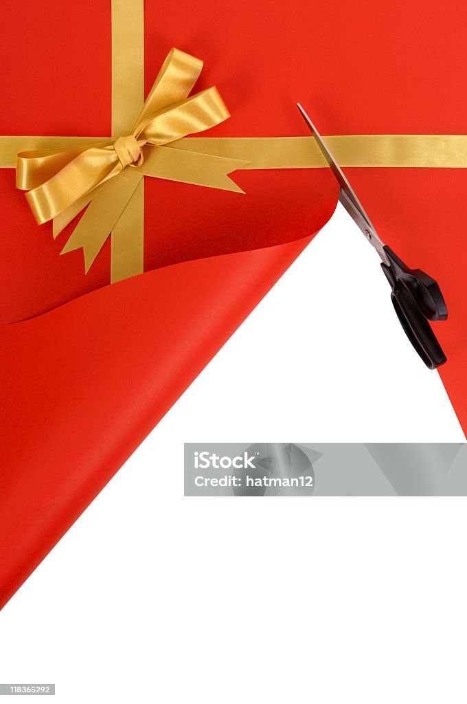 Geschenkgutschein derzeit offene mit Schere - Lizenzfrei Ausgepackt Stock-Foto