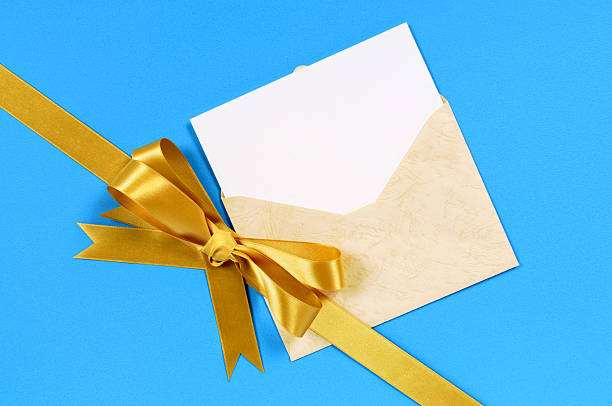 istock Blue and gold gift with blank greetings card 118365301