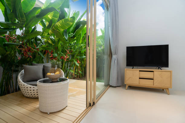 istock bedroom with balcony and green garden 1183656252