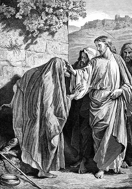 Jesus Heals a Leper  leprosy stock illustrations