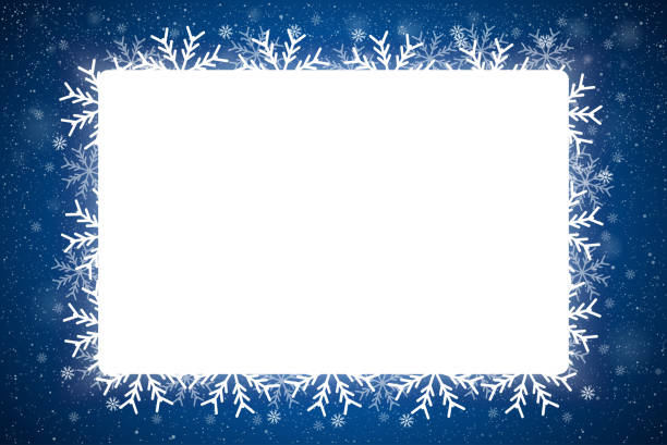 rechteck rahmenstil mit herbst glänzenden schnee und schneeflocken. frohe weihnachten, neujahr. - christmas snow frame backgrounds stock-grafiken, -clipart, -cartoons und -symbole