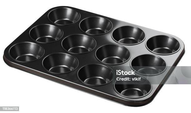Dodici Tazza Teglia Per Muffin - Fotografie stock e altre immagini di Close-up - Close-up, Colore nero, Composizione orizzontale