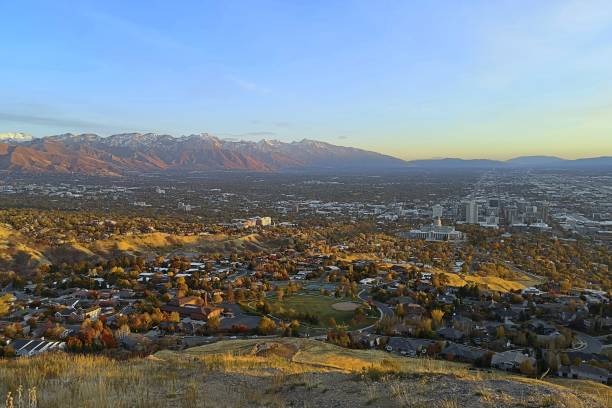 istock Sunset over Salt Lake City, view from Ensign Downs Park 1183673514