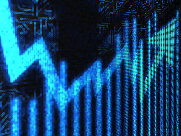 istock Blue lighted business chart falling and rising 118369136