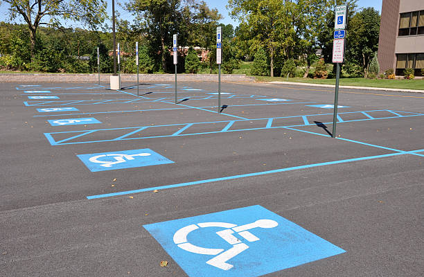 handicap parking spots stock photo