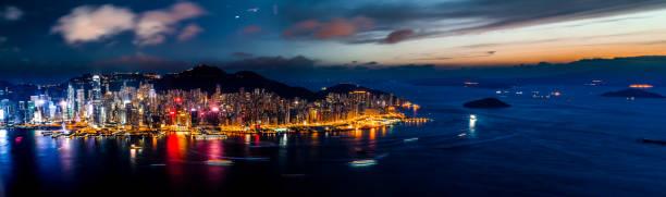 istock Hong Kong night viewed from Victoria harbor 1183697127