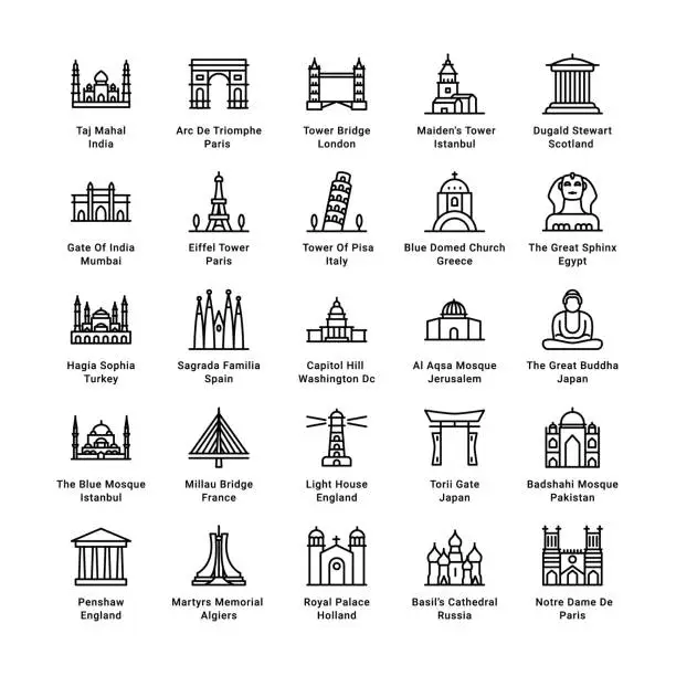 Vector illustration of World Monuments