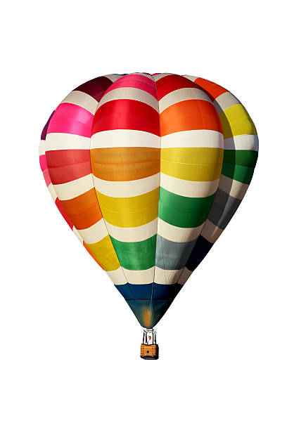Multi-colored hot air balloon on a white background stock photo