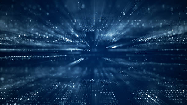 istock Digital cyberspace with particles and Digital data network connections concept. 1183699979