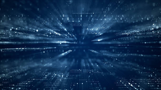 istock Digital cyberspace with particles and Digital data network connections concept. 1183699980