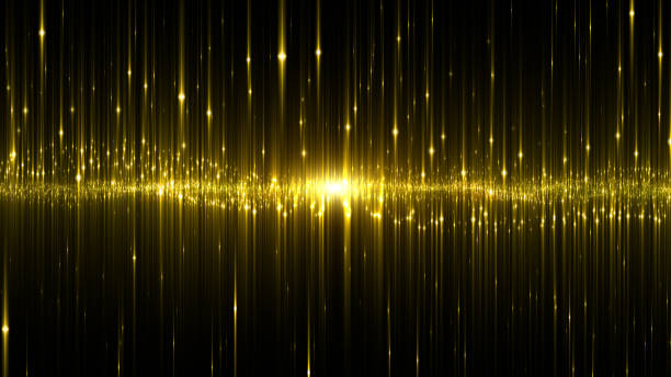 istock Abstract digital glowing neon light gold color background. 1183700026