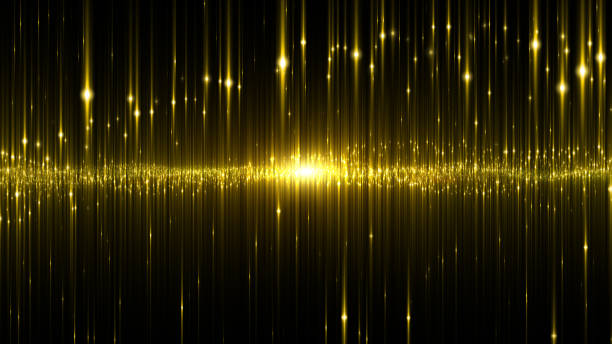 istock Abstract digital glowing neon light gold color background. 1183700027
