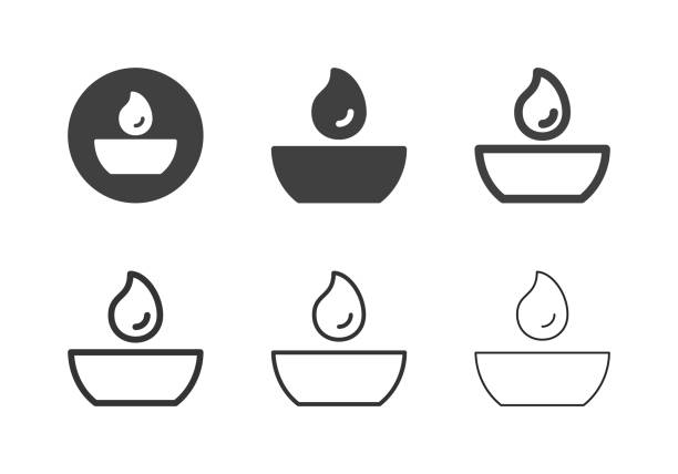 ilustraciones, imágenes clip art, dibujos animados e iconos de stock de iconos de luz de té redondo - serie múltiple - tea light