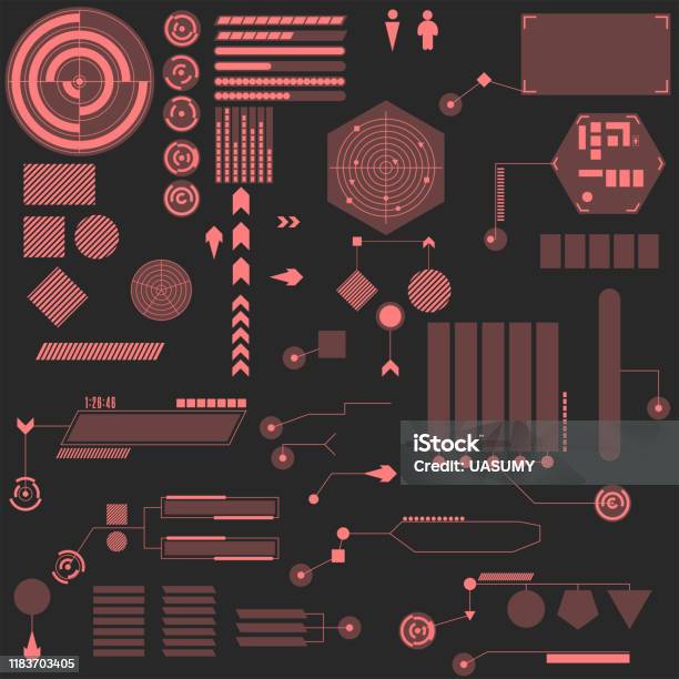 Big Set Visual Interface For A Computer Game In Hud Style Futuristic ...