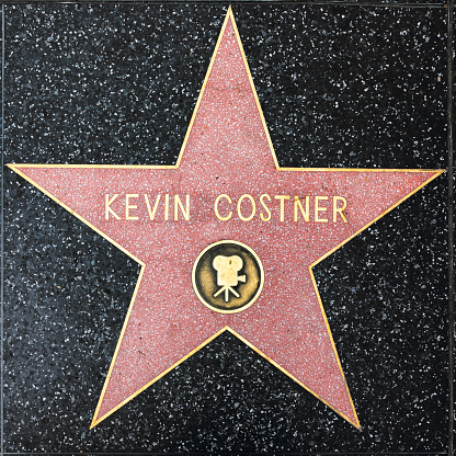 Los Angeles, USA - March 5, 2019: closeup of Star on the Hollywood Walk of Fame for Kevin Costner.